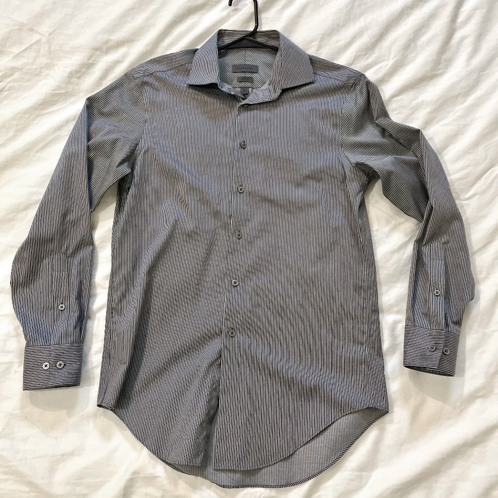 Calvin Klein dress shirt grey striped 15 32/33